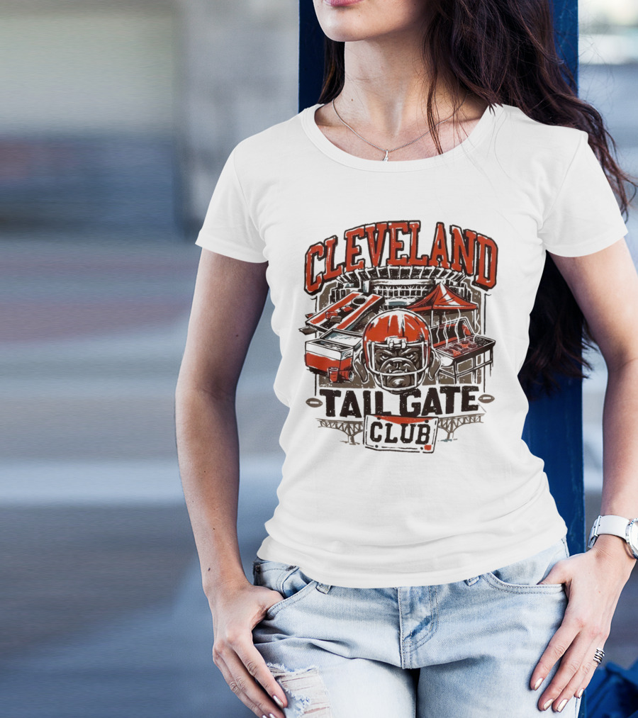 Cleveland Browns Tailgate Club Stadium Cornhole Helmet Grill T-Shirt