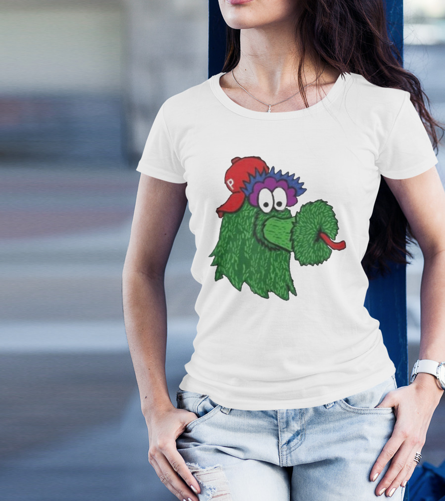 Phillie Phanatic Mascot Philadelphia Phillies Green Creature Red Cap T-Shirt