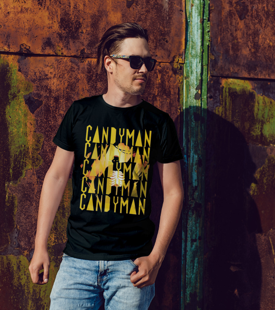 Candyman Movie Typography With Honeycomb And Ribcage T-Shirt