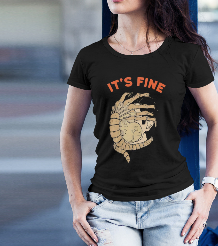It's Fine Facehugger Skeleton T-Shirt