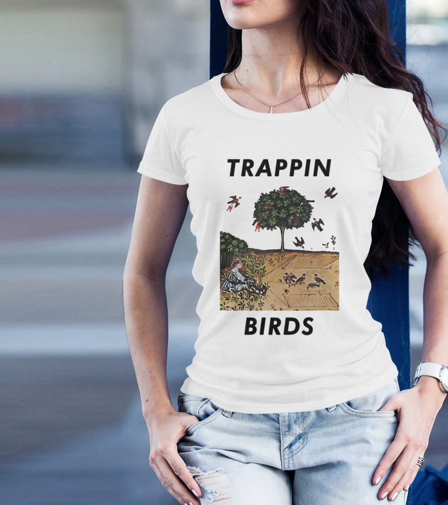 Trappin Birds Retro Medieval Hunting Scene T-Shirt
