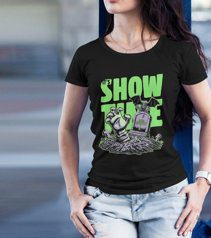 It's Showtime Here Lies Betelgeuse With Skeleton And Tombstone T-Shirt