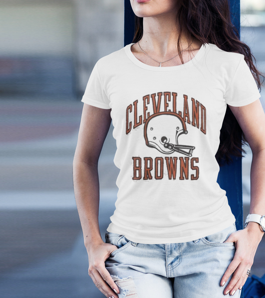 Cleveland Browns Helmet Icon White Black T-Shirt