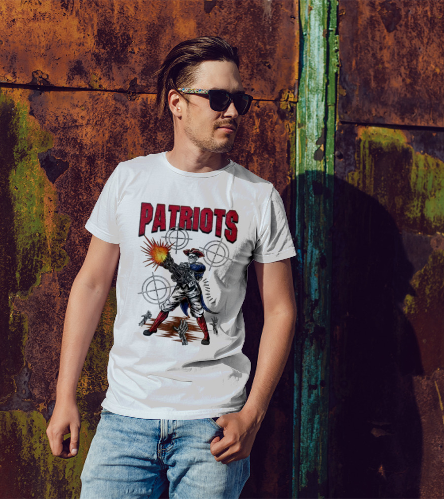 Patriots Skeleton Shooting With Rifle And Targets T-Shirt