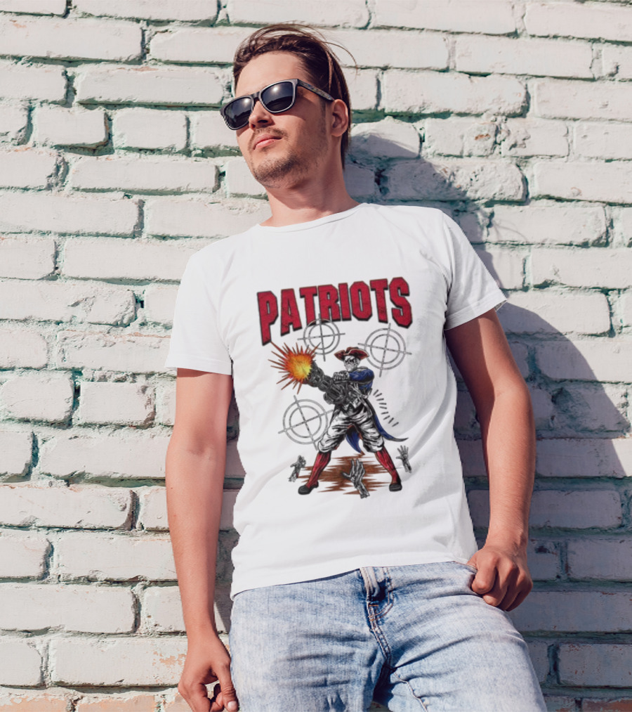 Patriots Skeleton Shooting With Rifle And Targets T-Shirt