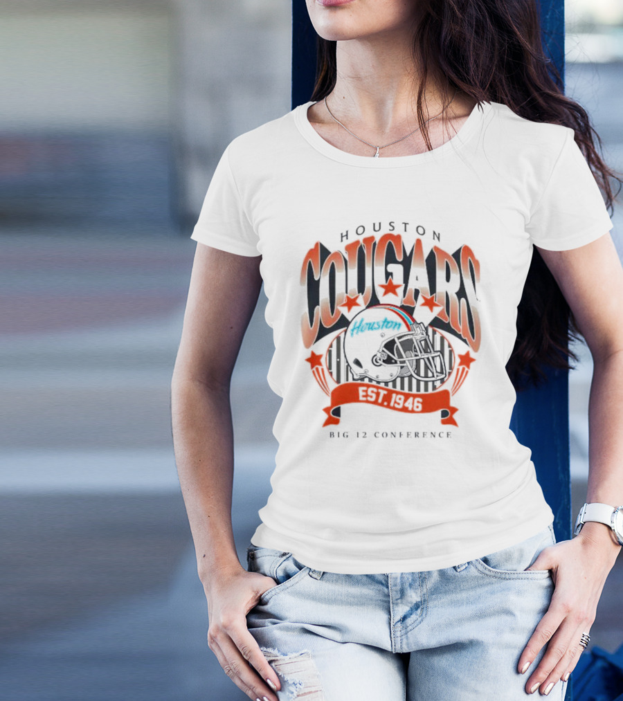 Houston Cougars Helmet Houston Est 1946 Big 12 Conference T-Shirt