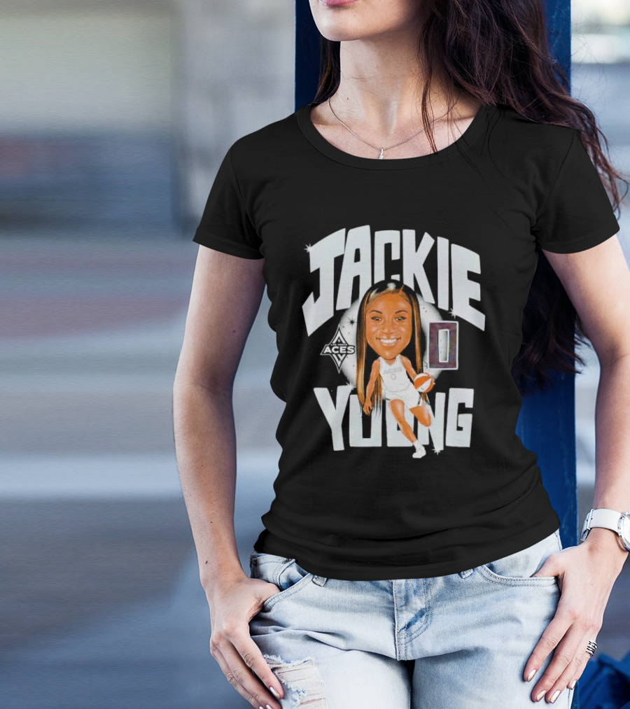 Jackie Young Las Vegas Aces Basketball Caricature T-Shirt