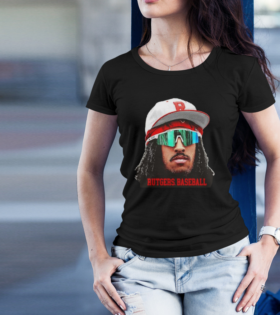 Rutgers Baseball Josh Kuroda-Grauer Scarlet Knights Big Head T-Shirt