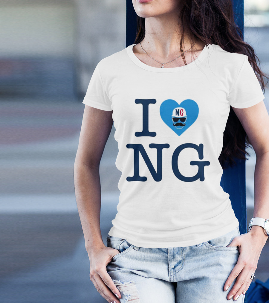 I Love NG Heart Icon With Mustache And Cap T-Shirt