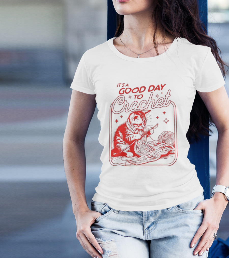 IT'S A GOOD DAY TO CROCHET KITTEN WITH YARN AND STARRY ACCENTS T-Shirt
