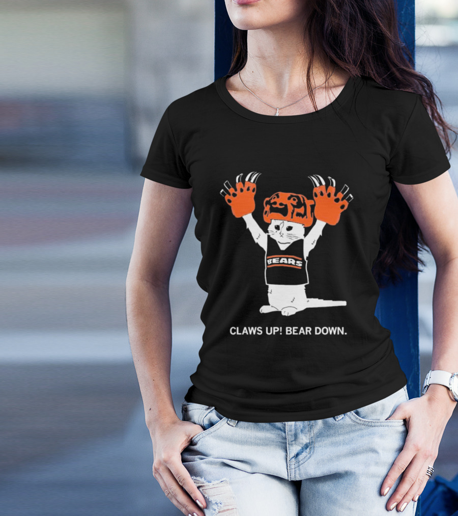 Gary Chicago Bears Cat Mascot Claws Up Bear Down T-Shirt