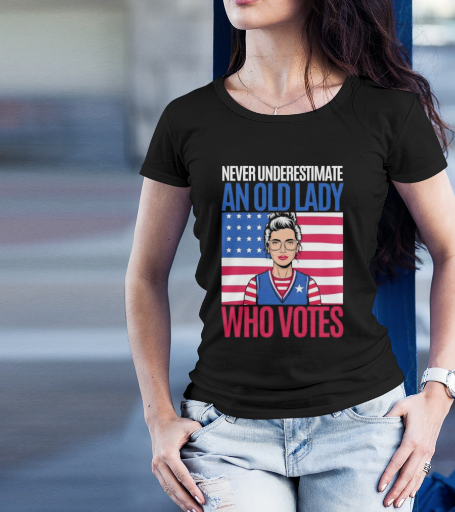 Never Underestimate An Old Lady Who Votes US Flag Iconic T-Shirt