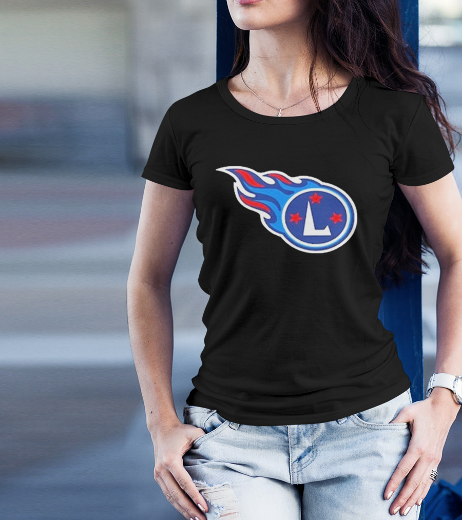 Funny Ahh Tees Tennessee Titans Fire L логотип T-Shirt