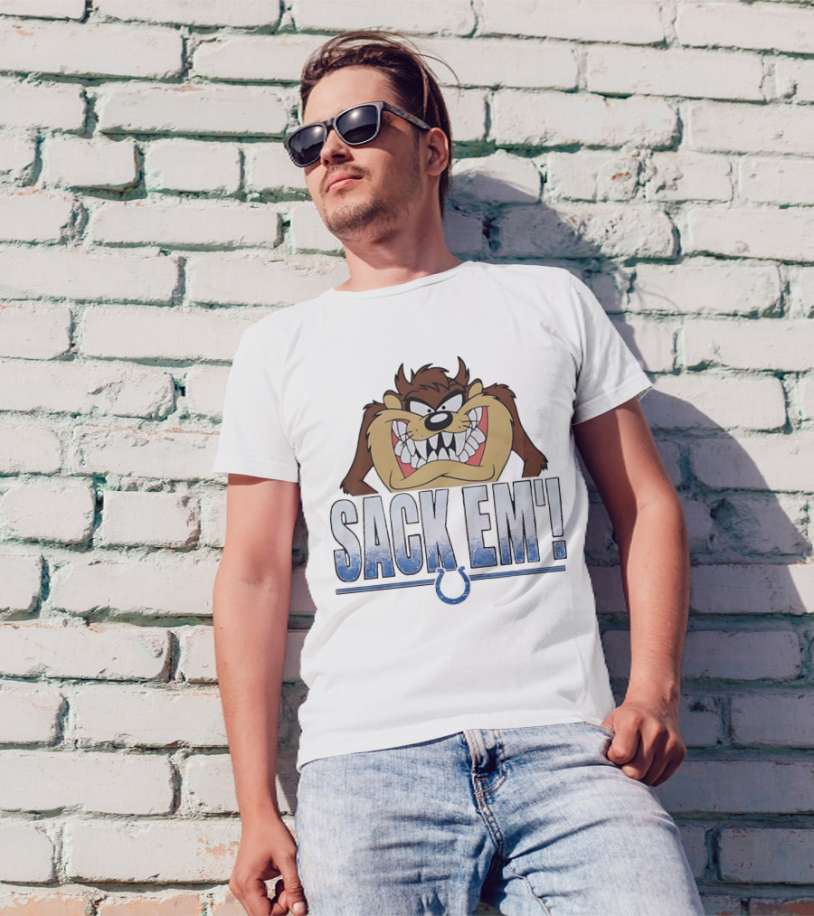 Looney Tunes Taz Sack Em Indianapolis Colts Football Fan Gear T-Shirt