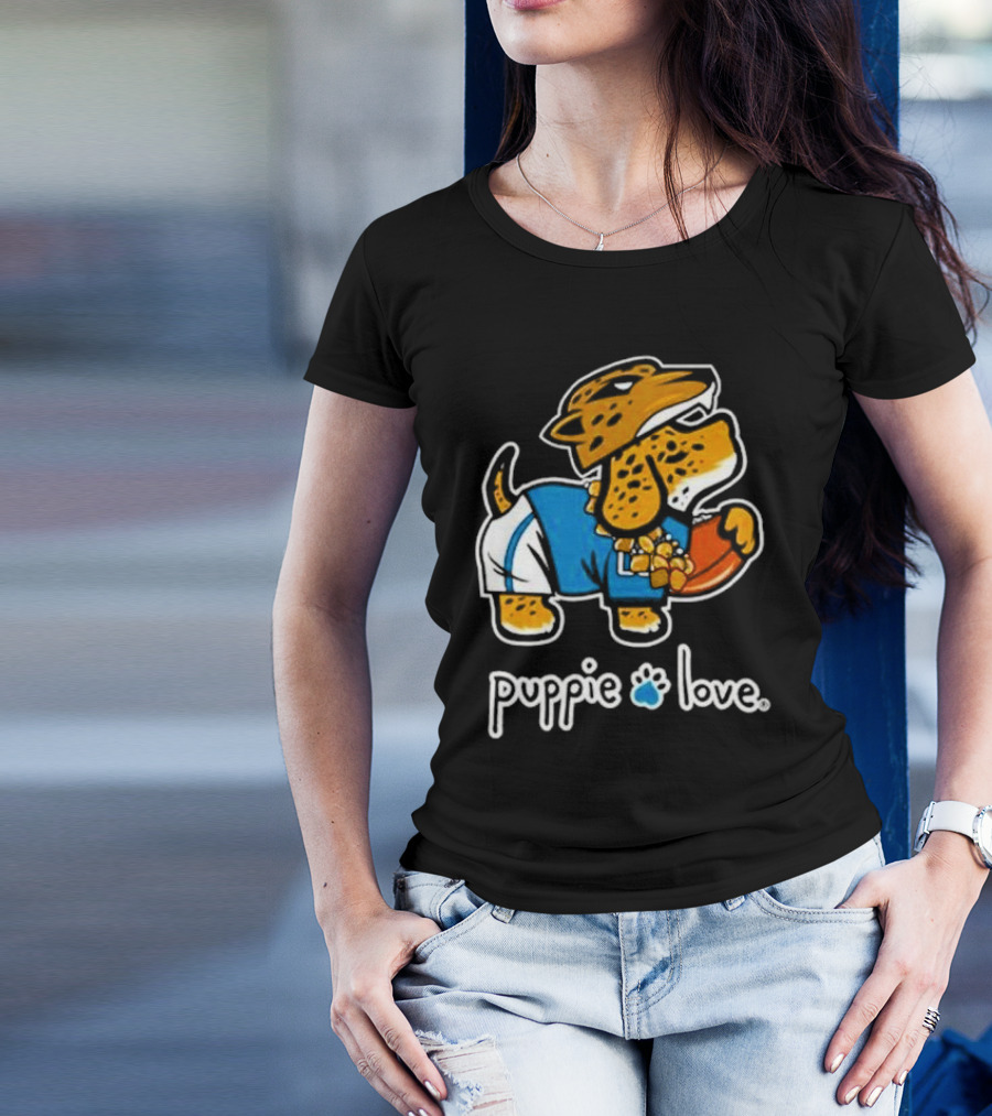 Jacksonville Jaguars Puppie Love Mascot Pup Football Fan T-Shirt