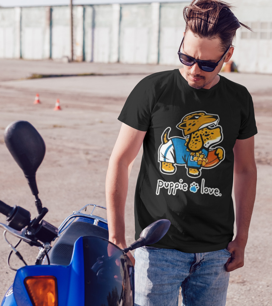 Jacksonville Jaguars Puppie Love Mascot Pup Football Fan T-Shirt