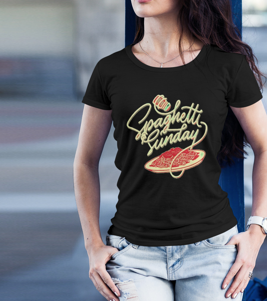 Spaghetti Sunday Pasta Dish With Fork And Plate T-Shirt