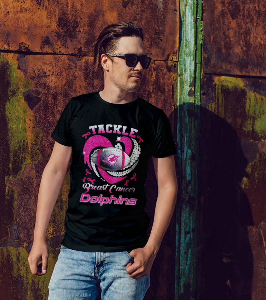 Tackle Breast Cancer Dolphins Football Awareness T-Shirt