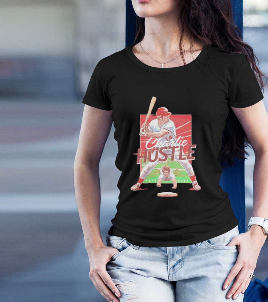 Charlie Hustle Pete Rose Cincinnati Reds Cartoon Player T-Shirt