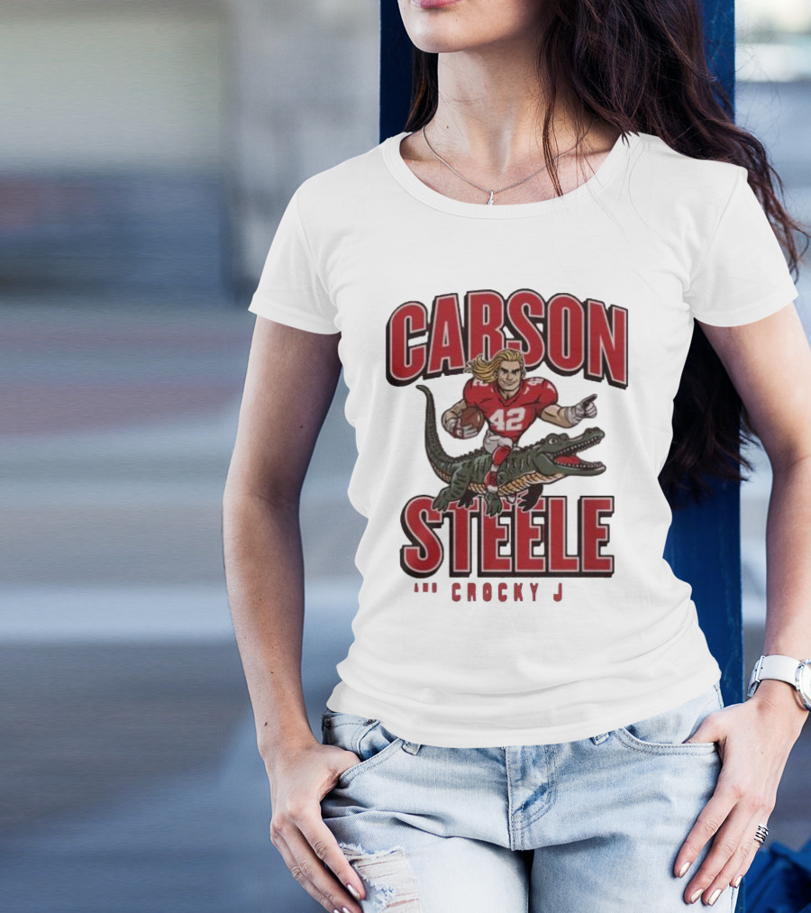 Carson Steele Riding Crocky J Football Kansas City Chiefs T-Shirt