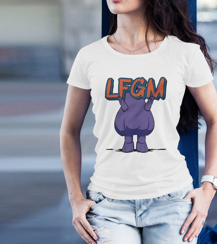 Grimace LFGM New York Mets Character Holding Letters T-Shirt