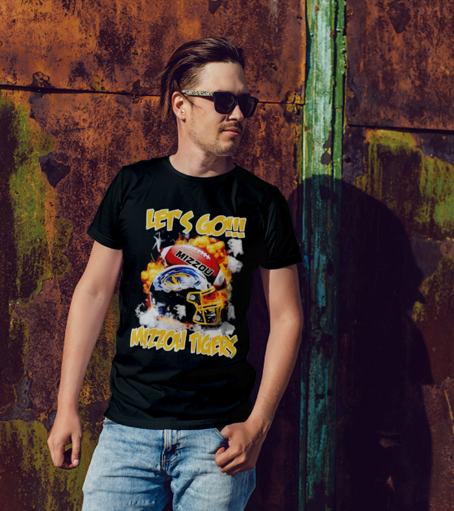 LET'S GO MIZZOU TIGERS FOOTBALL HELMET FIREBALL T-Shirt
