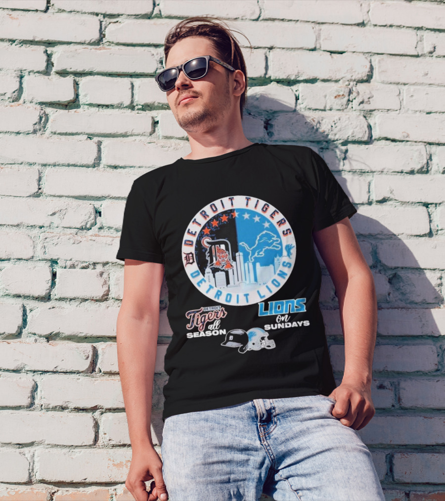 Detroit Tigers Detroit Lions All Season On Sundays T-Shirt