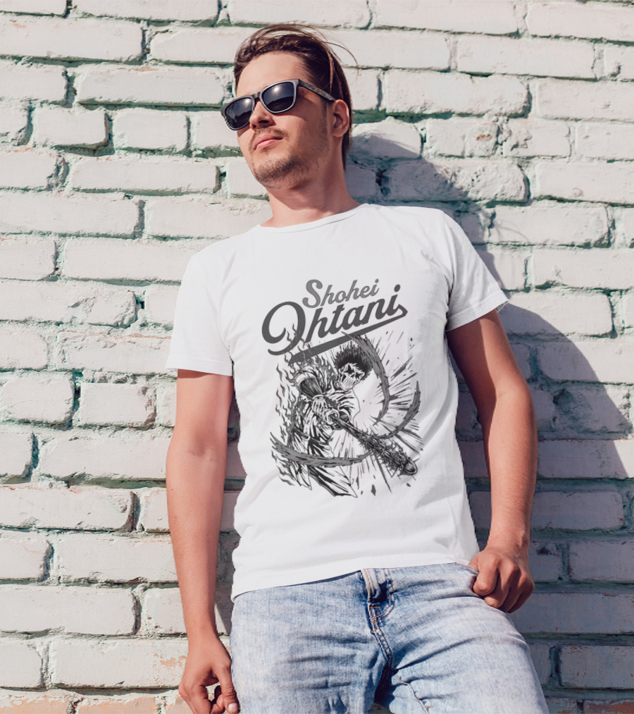 Shohei Ohtani Skeleton Manga Black And White Dynamic Action T-Shirt