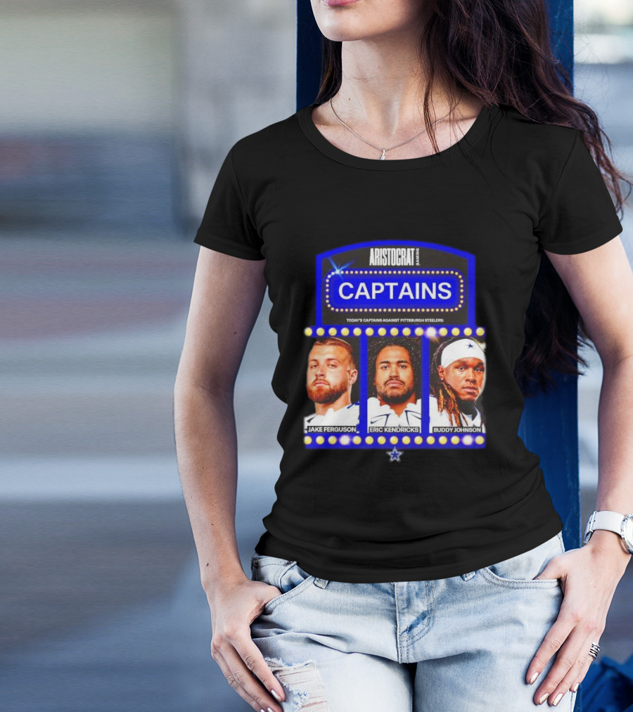 ARISTOCRAT CAPTAINS Dallas Cowboys Jake Ferguson Eric Kendricks Buddy Johnson Against Pittsburgh Steelers T-Shirt