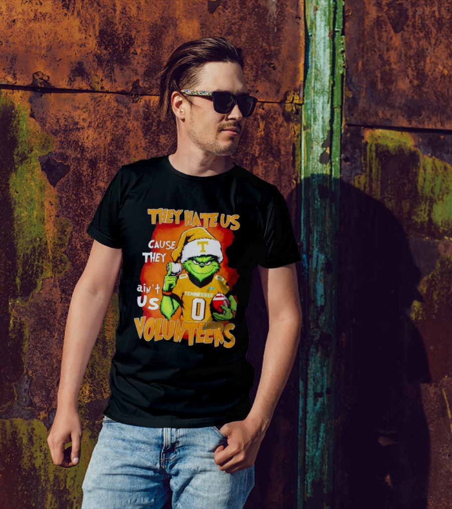 They Hate Us Cause They Ain't Us Grinch Tennessee Volunteers Christmas Football T-Shirt