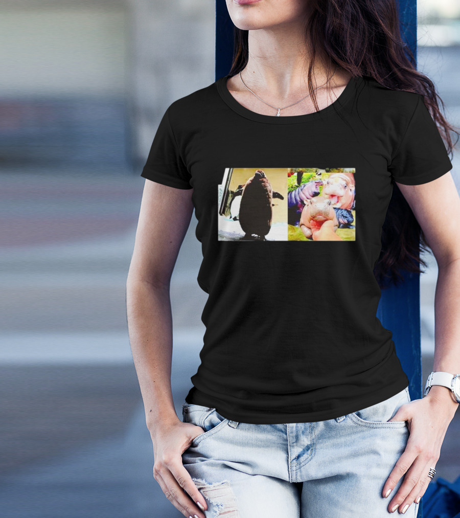 Moo Deng Hippo And Baby Penguin Pesto Family Moments T-Shirt