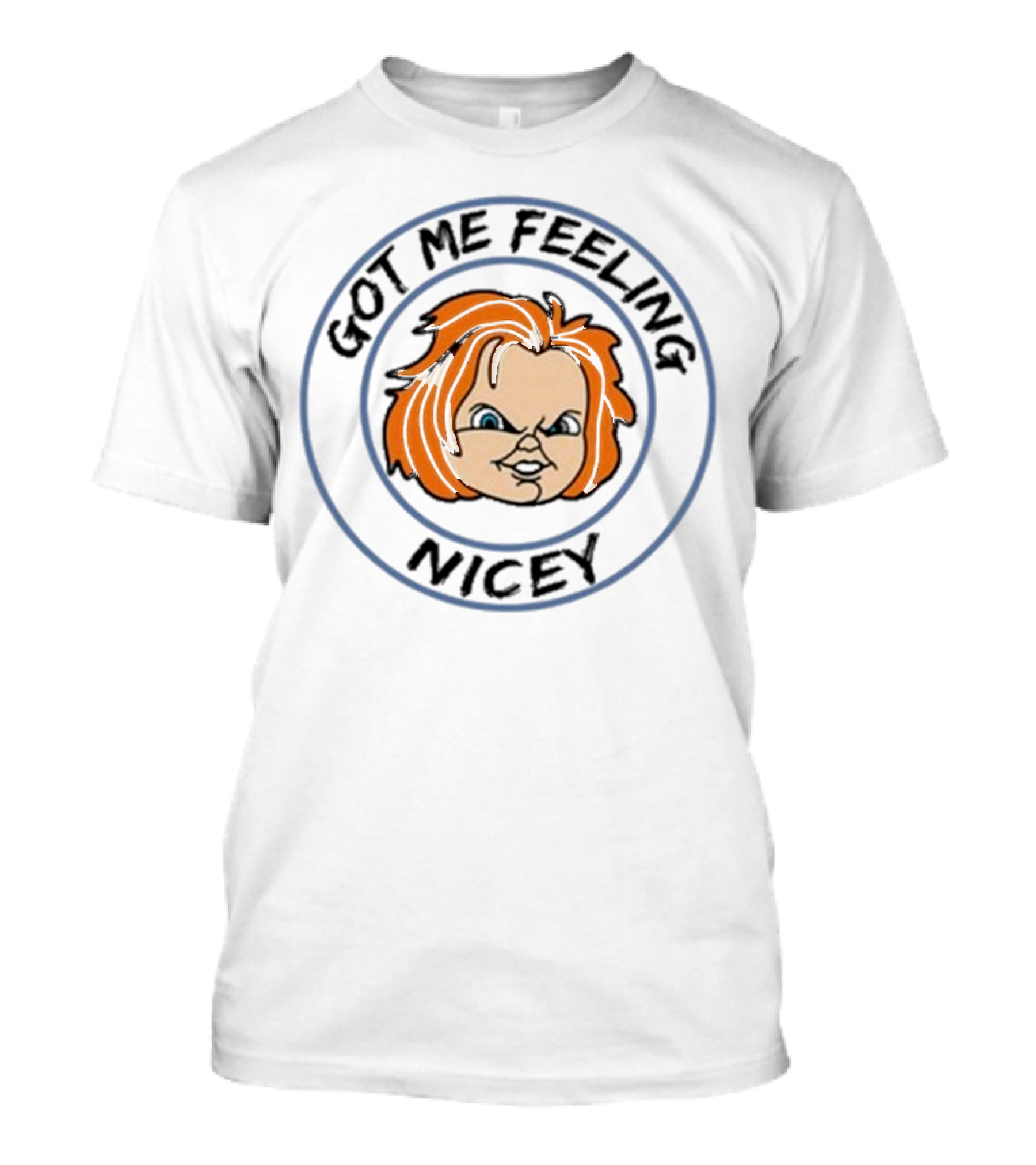 Gruden Loves Football Got Me Feeling Nicey Chucky Doll Motif T-Shirt