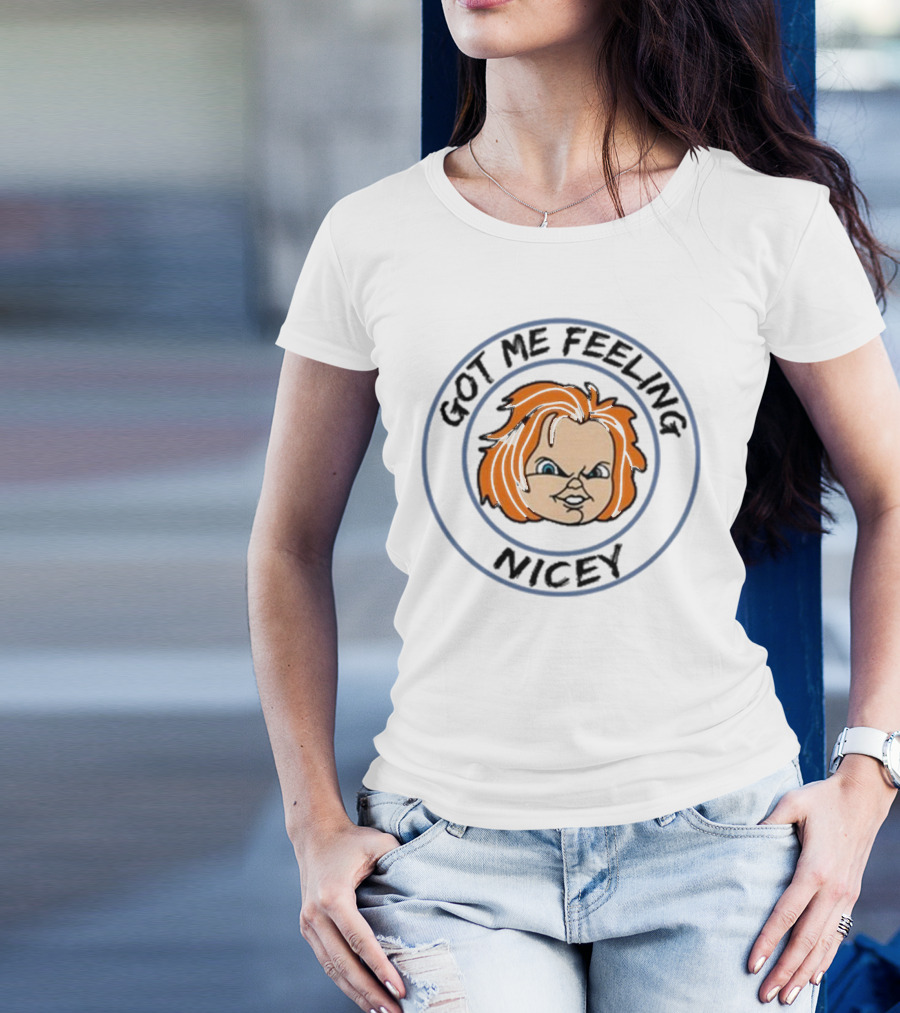 Gruden Loves Football Got Me Feeling Nicey Chucky Doll Motif T-Shirt