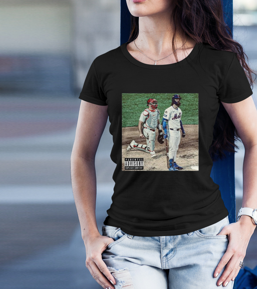 Mets Jesse Winker Parental Advisory Explicit Content Baseball Image T-Shirt