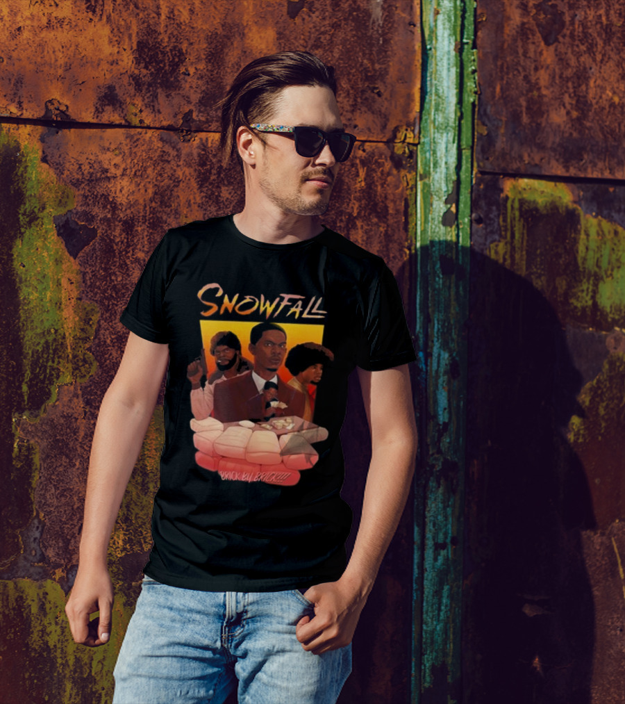 Snowfall Brick By Brick Retro Art Character Collage T-Shirt