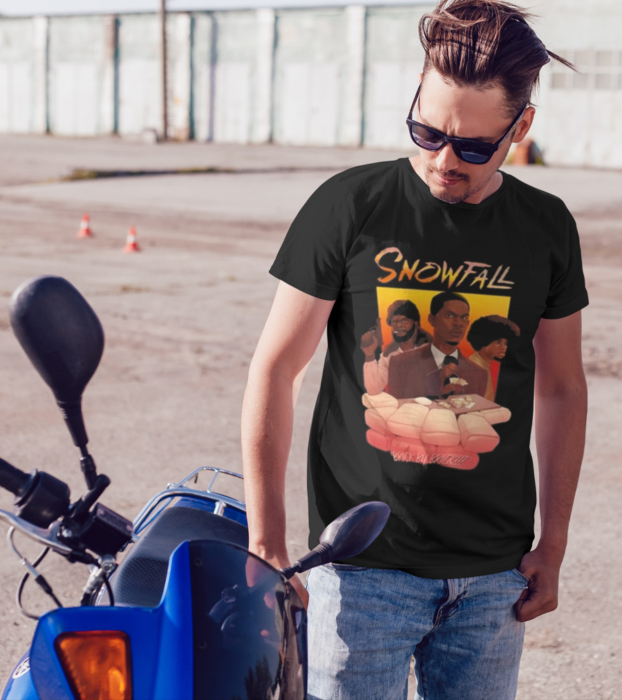 Snowfall Brick By Brick Retro Art Character Collage T-Shirt