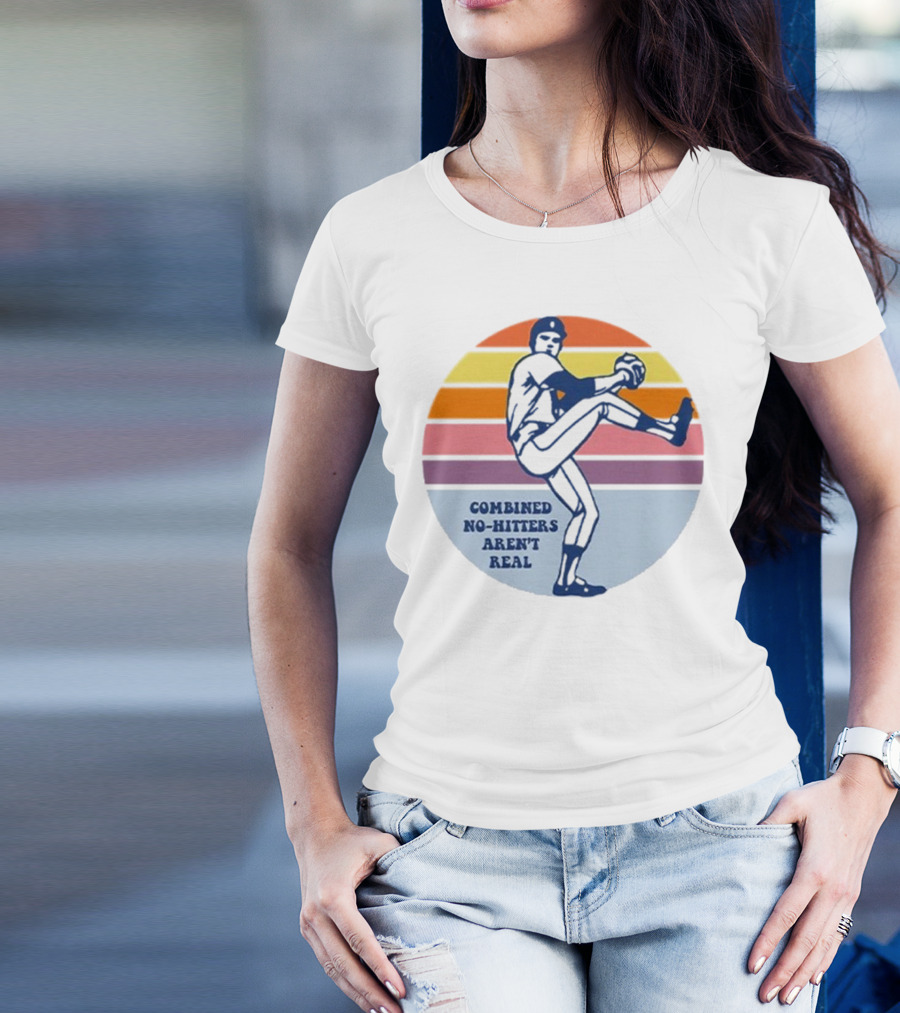 Combined No-Hitters Aren’t Real Vintage Baseball Pitcher Retro Stripes T-Shirt
