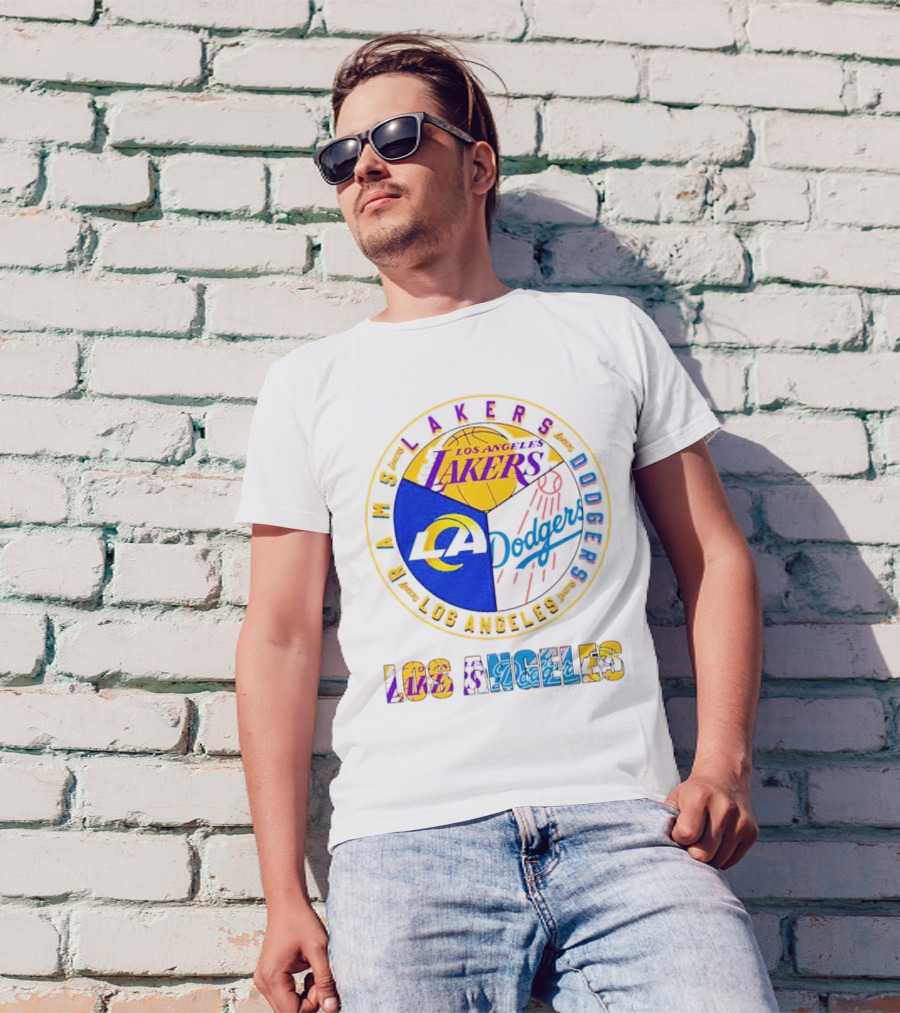 Los Angeles Rams Lakers Dodgers Circle Mashup T-Shirt