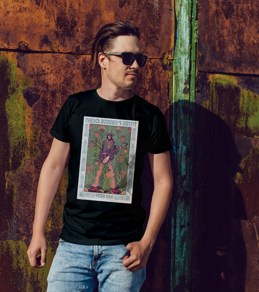 Daniel Romano's Outfit Vera Groningen Netherlands Oct 23 2024 Groovy Psychedelic Floral Art Guitar Player T-Shirt