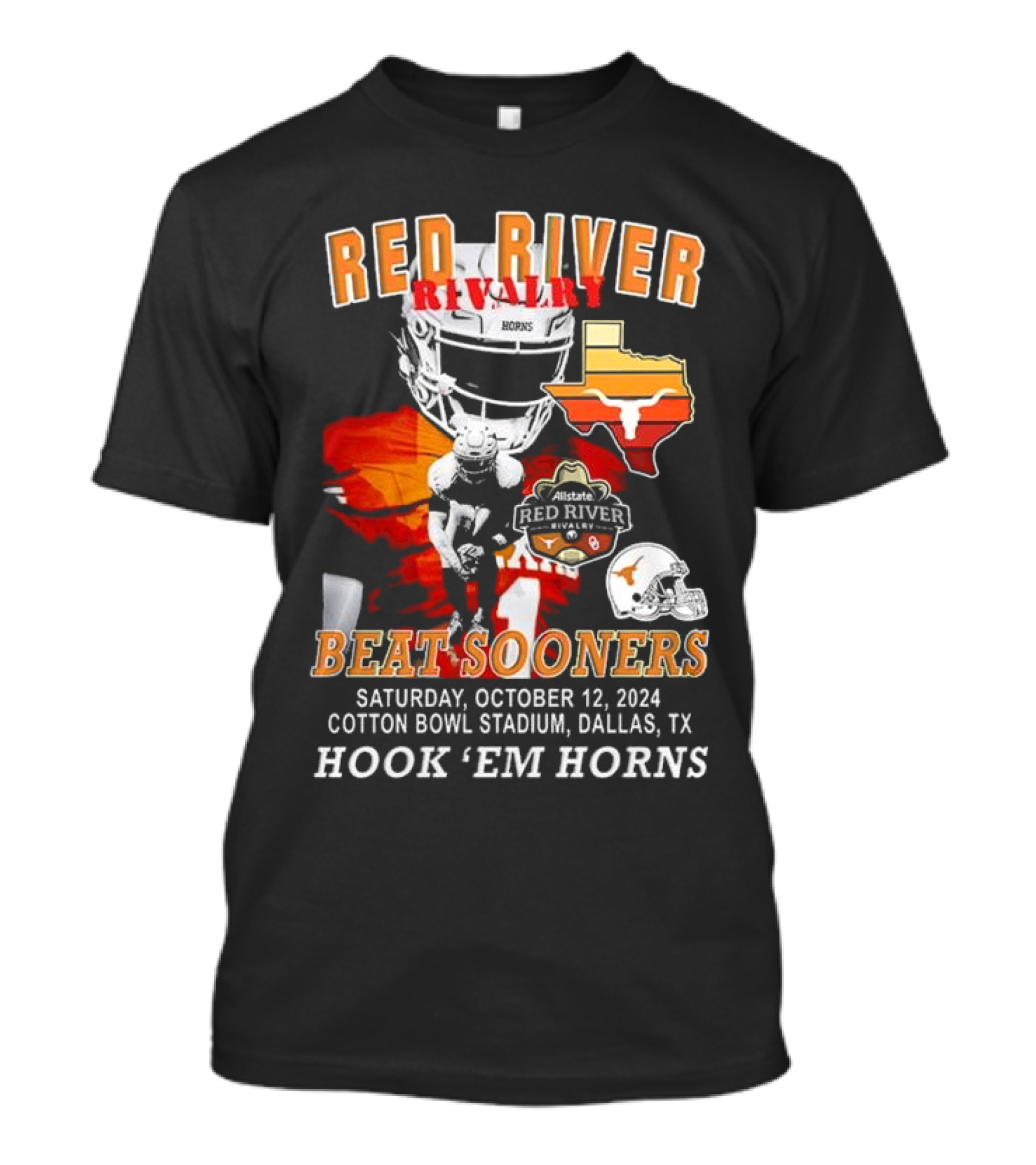 Red River Rivalry Beat Sooners October 12 2024 Cotton Bowl Stadium Hook 'Em Horns T-Shirt
