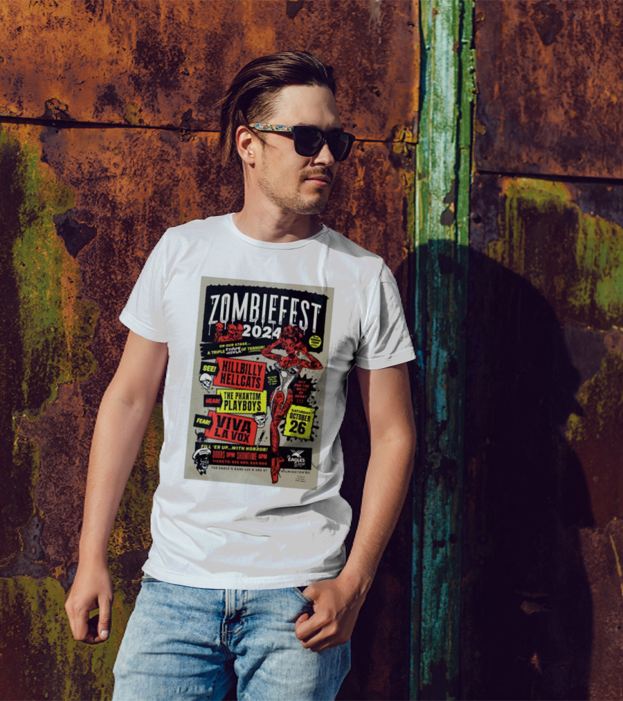 Zombiefest 2024 The Eagle’s Dare Wilmington NC Hillbilly Hellcats Phantom Playboys Viva La Vox October 26 T-Shirt