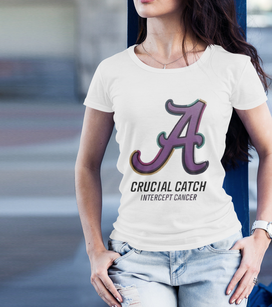 Alabama Crimson Tide Crucial Catch Intercept Cancer T-Shirt