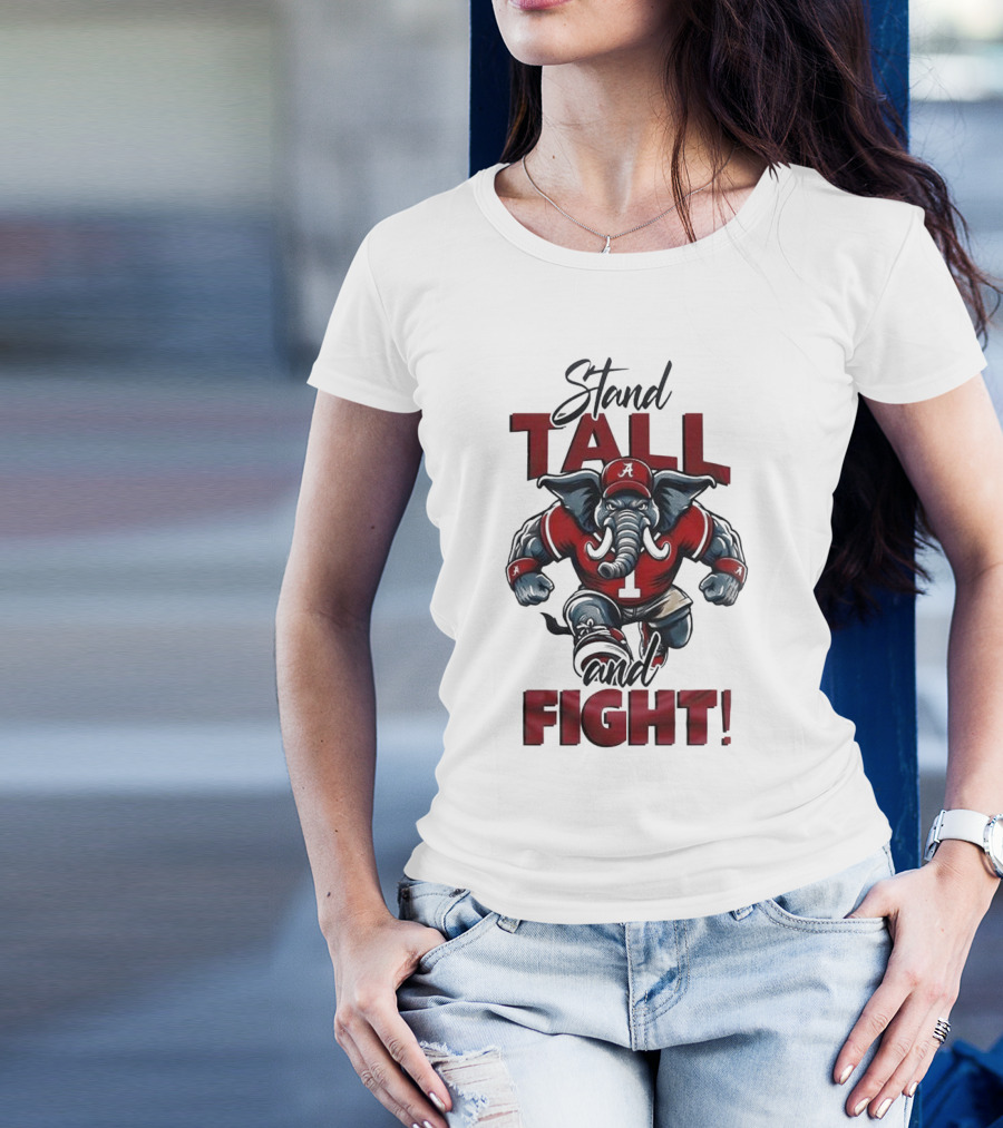 Alabama Crimson Tide Stand Tall And Fight Elephant Mascot T-Shirt