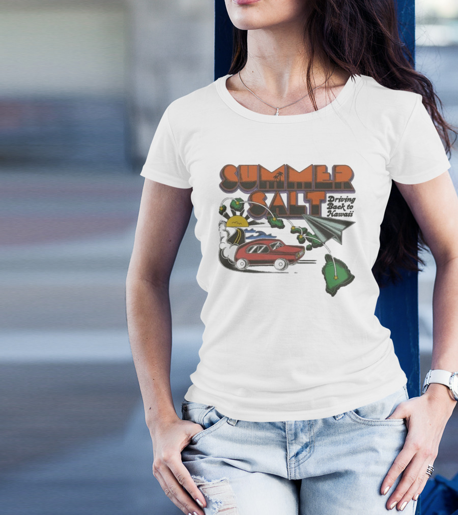 Summer Salt Driving Back To Hawaii Paper Airplane Car Island Tour T-Shirt