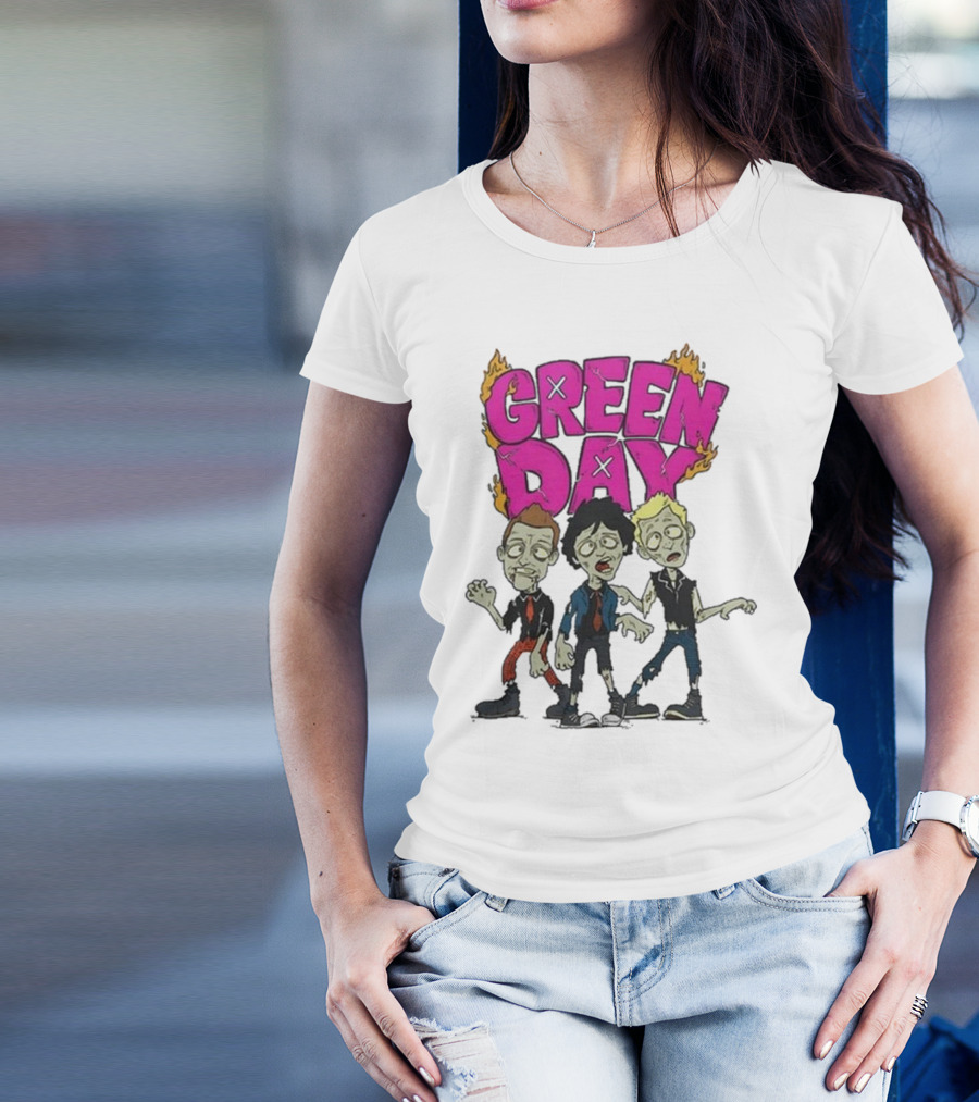 Green Day Zombie Band Cartoon Characters T-Shirt