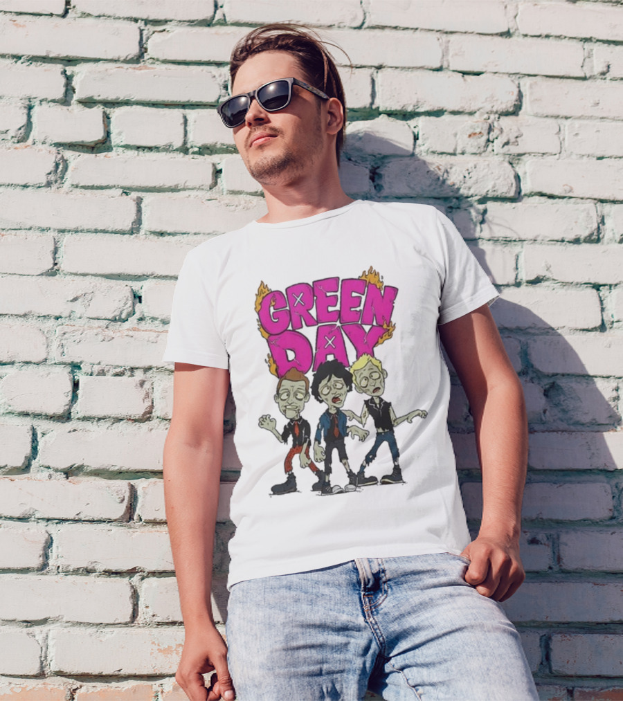 Green Day Zombie Band Cartoon Characters T-Shirt