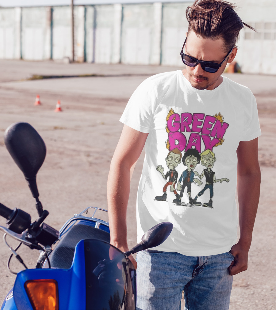 Green Day Zombie Band Cartoon Characters T-Shirt