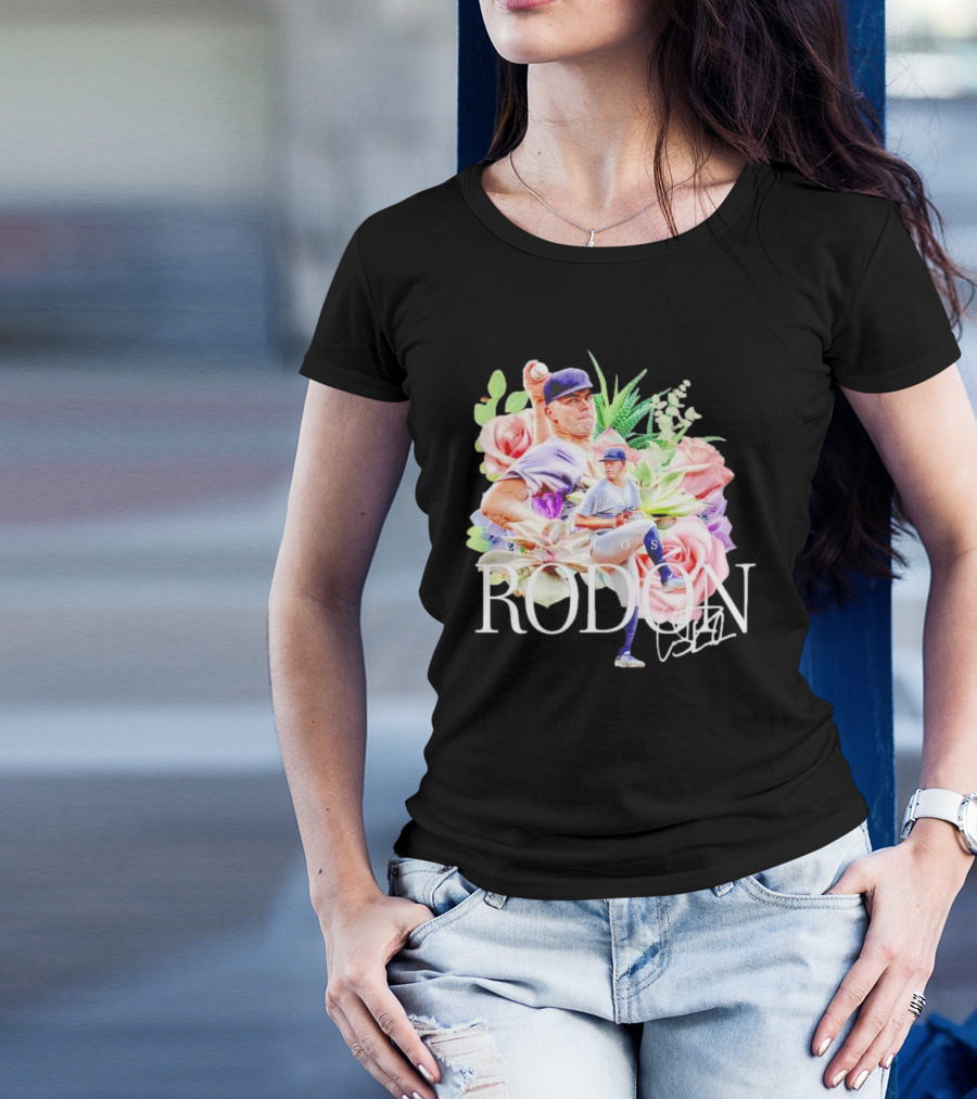 Carlos Rodón New York Yankees Floral Signature Baseball T-Shirt