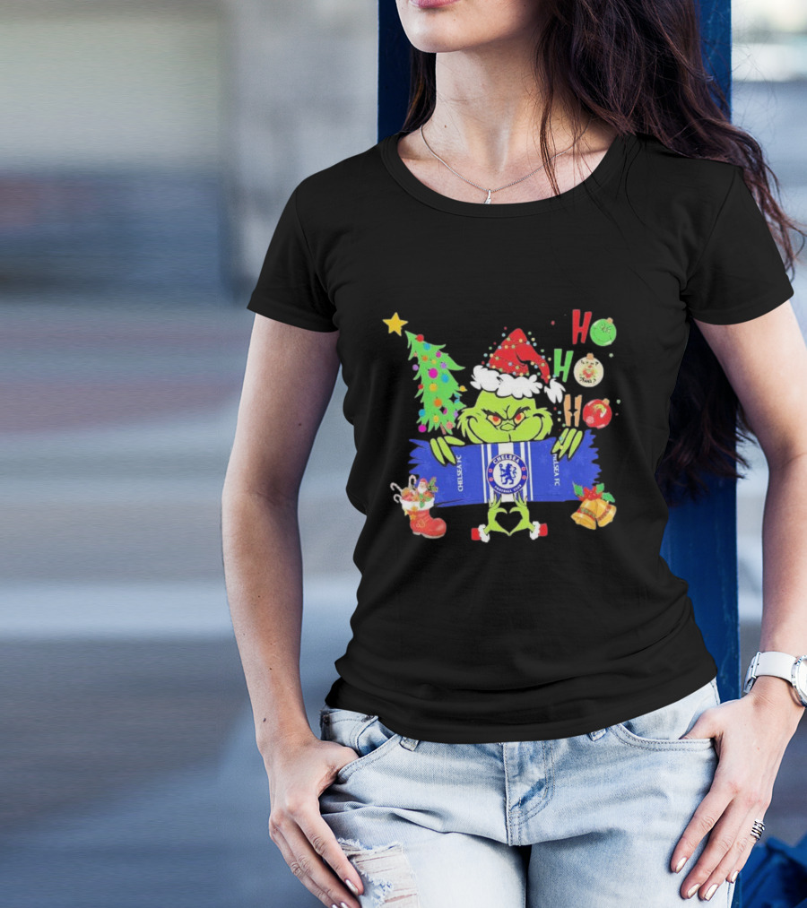 Grinch Ho Ho Ho Chelsea FC Christmas Festive Football Fun T-Shirt