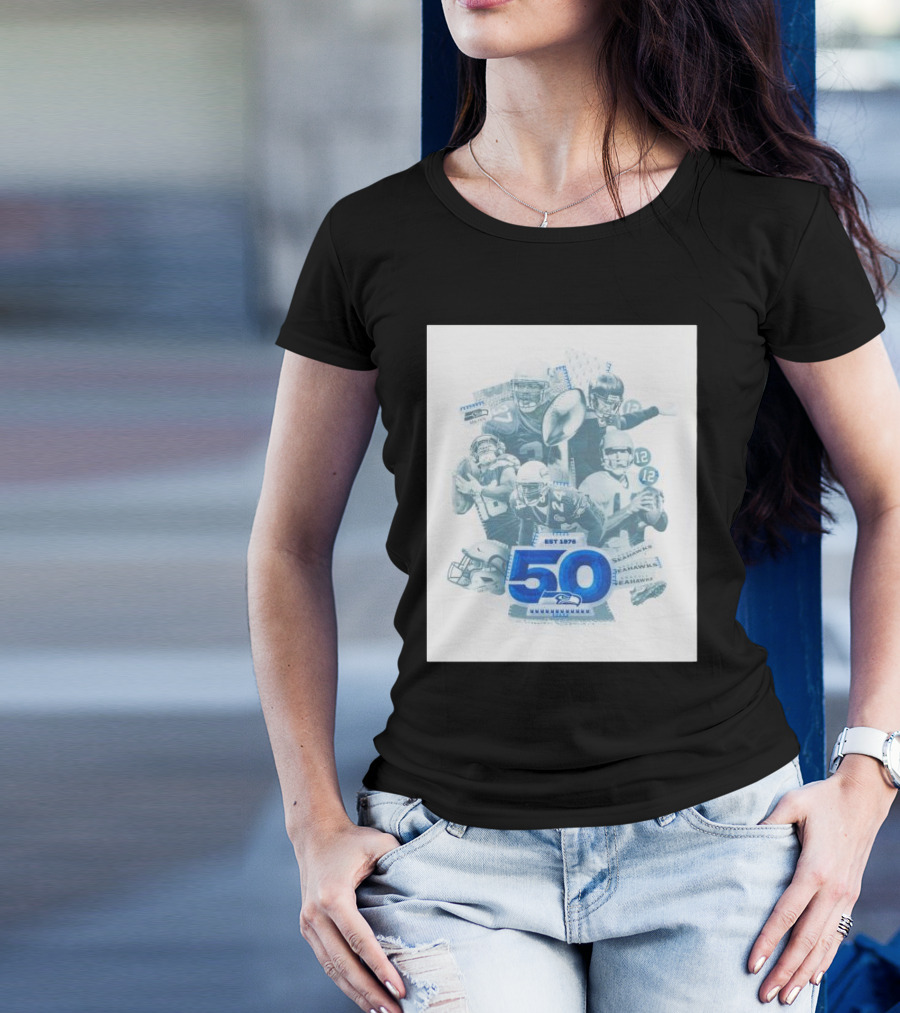 Seattle Seahawks Est 1976 50 Seasons Legends Football Helmets Quarterbacks T-Shirt